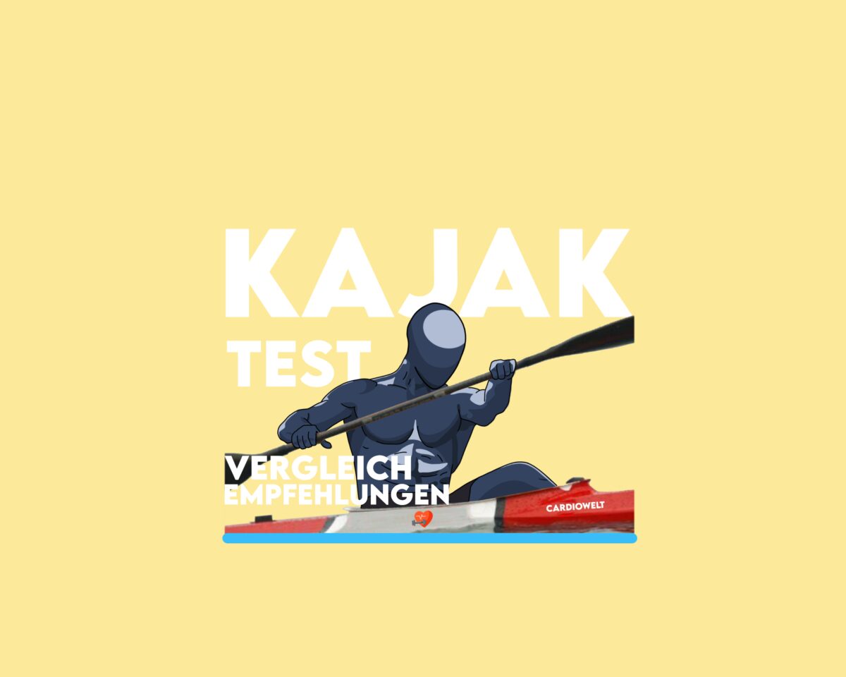 Darstellung eines Menschen der ein Kajak testet