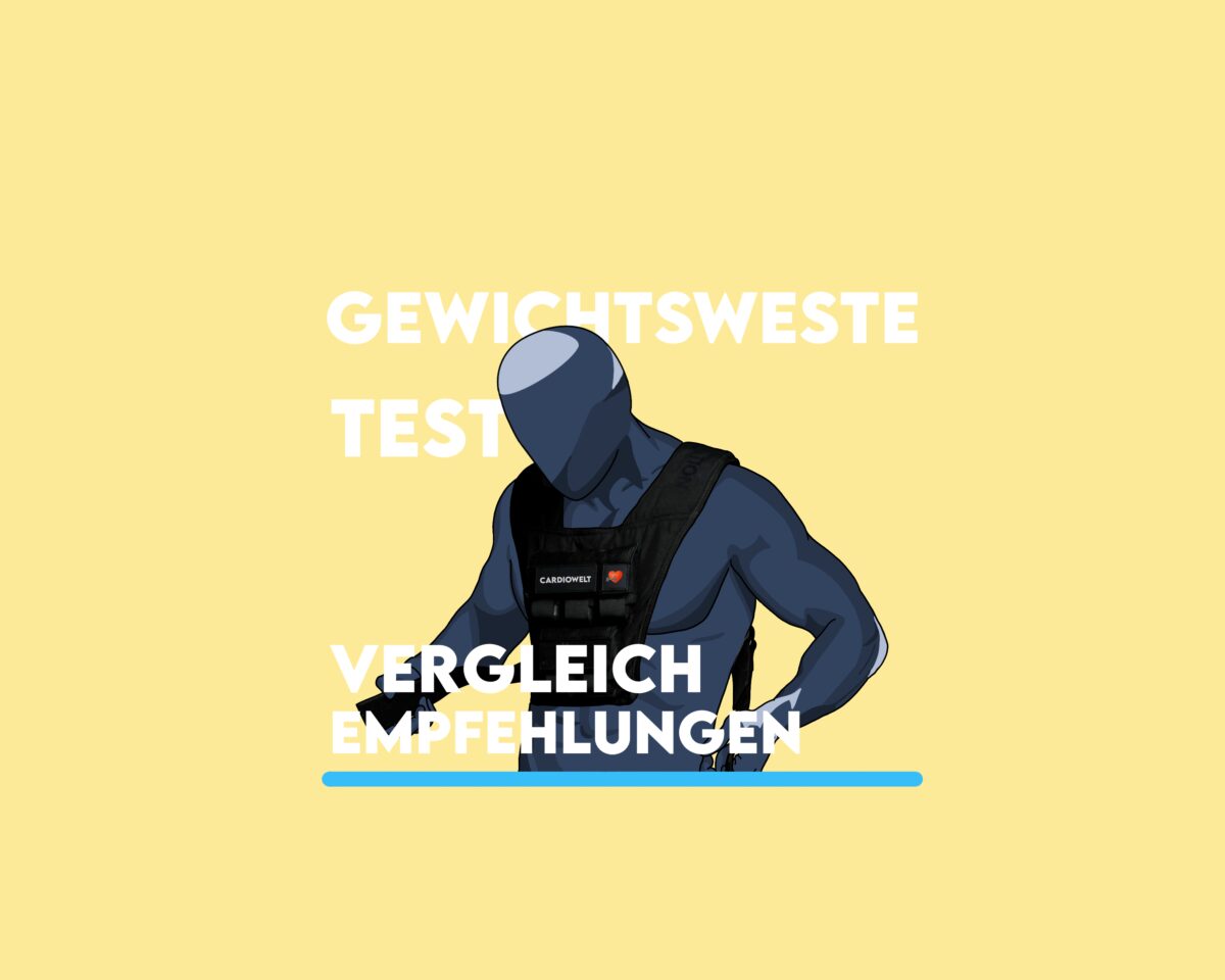 Darstellung einer Person die eine Gewichtsweste testet