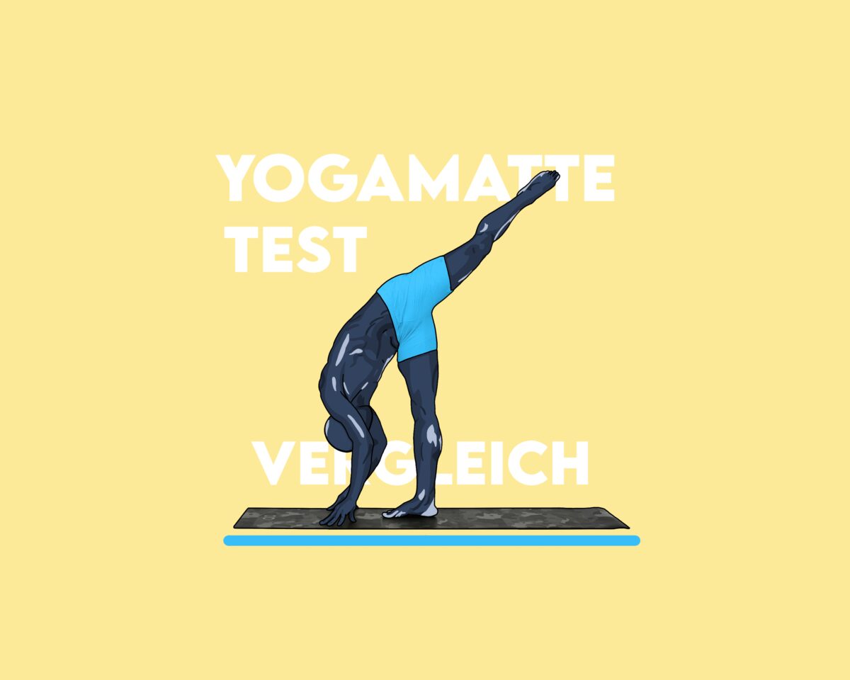 Darstellung einer Person die eine Gymnastikmatte testet