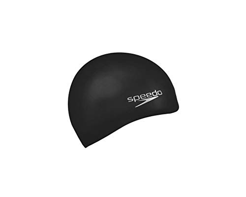 Speedo Unisex Erwachsene Plain Moulded Silicone Cap Schwimmkappe, Schwarz, Einheitsgröße