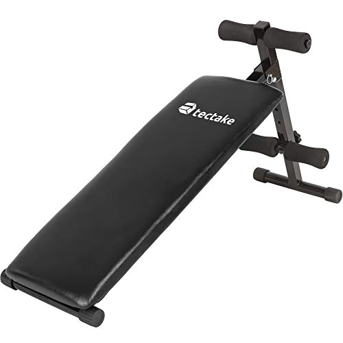 tectake 401078 Sit-up Bank Bauchtrainer verstellbar inkl. gepolsterte Beinfixierung | 120 cm x 33 cm x 63 cm