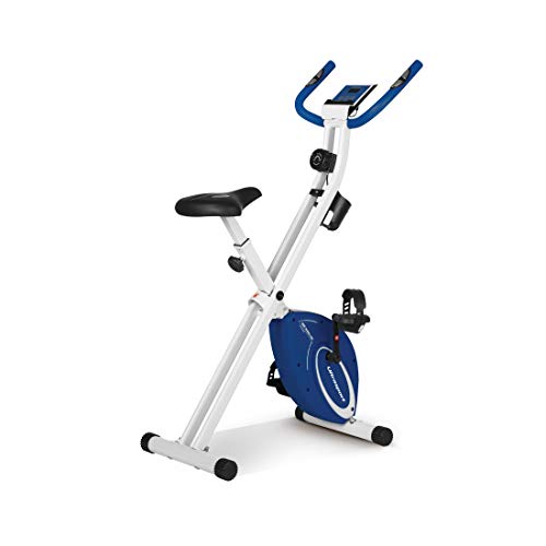 Ultrasport F-Bike, F-Rider Basics, Fahrradtrainer, Fitnessfahrrad LCD Trainingscomputer, klappbarer Heimtrainer, Maximales Benutzergwicht 110kg, Pulsmessung, 8 Widerstandsstufen, Trimmrad, Navy