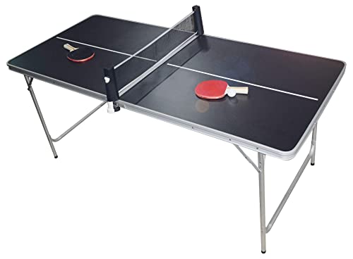 PingPong Tisch by BeerCup Klappbare Tischtennisplatte, HBT: 180 x80 x76 cm, tragbar inklusive Netz, 2 Schläger, Ballhalter & 6 Bälle