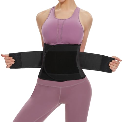 SIHOHAN Bauchweggürtel, Schwitzgürtel Fitness Gürtel, Verstellbarer Taille Trimmer Gürtel Fitnessgürtel, Waisttrainer Taillenformer, Bauchgürtel für Herren und Damen（Schwarz, L）