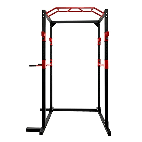 Zoomyo Power Rack, Massive standsichere Stahlkonstruktion, Fitness Rack Set mit 2 Spottern, Klimmzugstange, Latzug und Ruderzug – für Anfänger und Fortgeschrittene