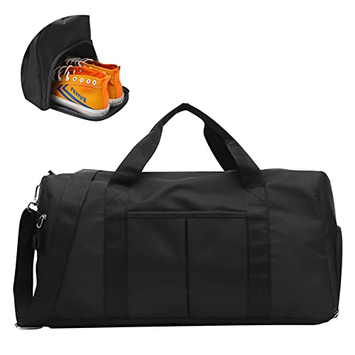 Sporttasche Herren Reisetasche mit Schuhfach & Nassfach Wasserdicht Trainingstasche Weekender Schwimmtasche Fitnesstasche Sport Reisen Gym Fitness Handgepäck Duffel Bag 25L für Damen (Schwarz)