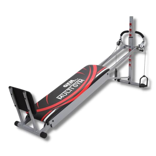 GYMFORM Heimtrainer Multigym (7-TLG., mit Beinzubehör, mit Seilzug), Kraftstation, Ganzkörpertraining in kürzester Zeit, Fitness Bank, Vollständig, Praktisch und Sehr Wirksam