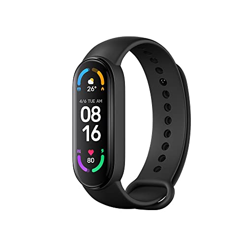 Xiaomi Mi Band 6 Smartwatch, 1,56'' AMOLED-Touchscreen, 14 Tage Akkulaufzeit, 30 Sportmodus, 5 ATM Wasserdicht, Schwarz