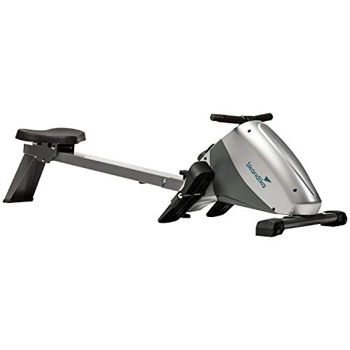 Skandika Rudergerät Oxford Plus | Rudermaschine für Zuhause mit 10 Widerstandsstufen, klappbar, 6 kg Schwungmasse, Pulsempfänger, bis 190 cm, Magnetbremssystem, LCD-Display | Heimtrainer