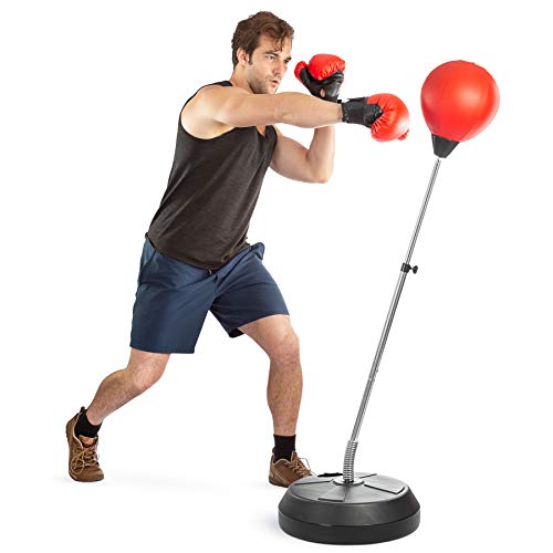 Tech Tools Boxball Set mit Boxball und Boxhandschuhen, Handpumpe und höhenverstellbarem Ständer - Erwachsene