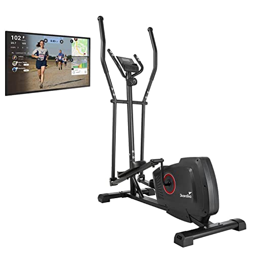 Skandika Crosstrainer Vidar | Heimtrainer für Zuhause, 7 kg Schwungmasse, virtuelles Training mit Kinomap, Magnetbremssystem, Transportrollen, Multifunktionscomputer, Tablethalterung, Pulsmessung