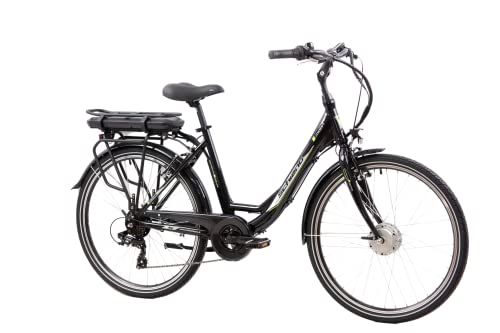 F.lli Schiano E-Moon 26 Zoll E-Bike Elektrofahrrad, Pedelec mit 250W Motor und 7-Gang-Getriebe, E-Citybike mit Frontmotor, in Schwarz