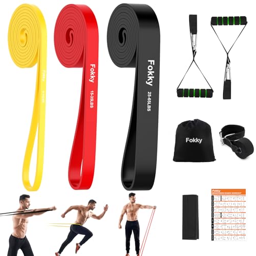 Resistance Bands Set, Fitnessbänder mit 3 Widerstandsstufen-mit Türanker, Griffen, Schutzhülle, Tragetasche und Trainingsanleitung, Widerstandsbänder für Fitness/Yoga/Krafttraining für Männer Frauen