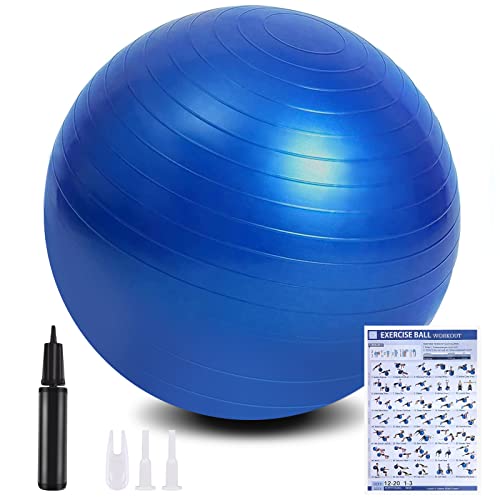 flintronic Gymnastikball, 55 cm Ultra-Dicker Anti-Explosions-Yoga-Ball mit aufblasbarer Fußpumpe, Robuster Maximalbelastbarkeit Fitness-Ball für Sport-Fitness, Yoga, Pilates