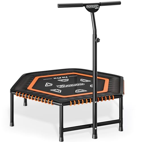 Monzana Fitness Trampolin MZFT120 mit Haltegriff Höhenverstellbar Ø 120cm Anti-Rutsch Gummiseilfederung bis 120 kg Zuhause Indoor Sport Sprung-Trainer Schwarz