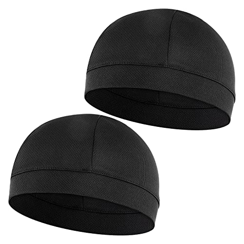 Sibba 2 Stück Wellen Kappen Herren Skull Caps Schweiß Wicking Beanie Kühlkappe Stretchy Helm Liner Harte Hüte Multifunktionale Sport Kopfbedeckung Elastische Laufmütze 360 540 720 Radfahren 52 cm