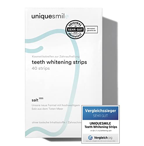 Uniquesmile Zahnaufhellung Whitening Strips - frei von Peroxid - innovative Formel mit natürlichen Inhaltsstoffen (Sparset 40 Stück)