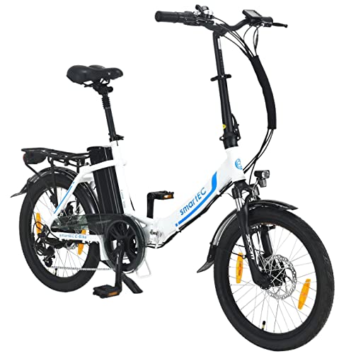 smartEC Camp-20D E-Bike Klapprad 250W Hinterradmotor Li-Ion-Akku 36V/15,6Ah 20 Zoll E-Klapprad E-Faltrad Elektrofahrrad Reichweite 100km bis 25 km/h (Weiß)