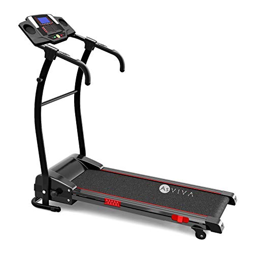 AsVIVA Laufband T17 Cardio Runner Heimtrainer - 12 km/h Geschwindigkeit, elektronischer 2,5 PS HighTech Motor – Fitnesscomputer mit 20 Trainingsprogrammen, manuelle 5% Steigung, kompakt klappbar