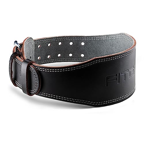 Fitgriff® Klassischer Gewichthebergürtel - 100% Leder - für Damen und Herren - Gürtel für Bodybuilding, Krafttraining, Gewichtheben - Classic Leather Weightlifting Belt (Black (4 inch), M)