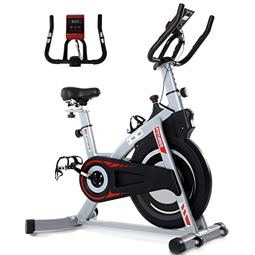 ISE Profi Indoor Cycle Ergometer Heimtrainer mit Pulsmesser,Armauflage,gepolsterte, Fitnessbike SY-7020
