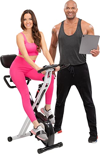 Miweba Sports Indoor Xycling X-Bike MX-100 | App Steuerung - 3 Kg Schwungmasse - Traglast 100.0 Kg - Fitness Heimtrainer Fahrrad - Klappbar - 8 Widerstandsstufen - Faltbares Fitnessbike (Schwarz Weiß)