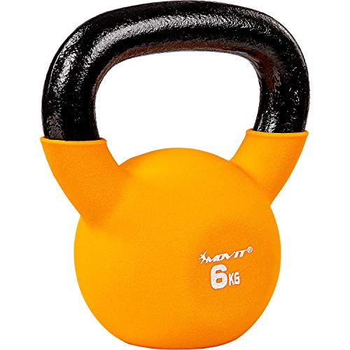 MOVIT Kettlebell PRO, Kugelhantel aus Gusseisen mit Neoprenbeschichtung, 12 Varianten: 2 bis 24 kg, schadstoffgeprüft, Schwunghantel Kugelgewicht