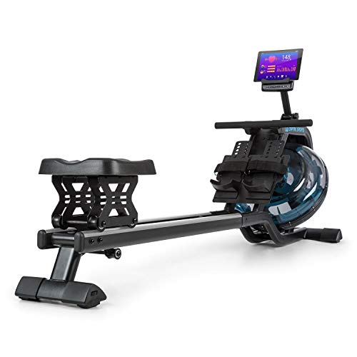 Capital Sports Rudergerät für Zuhause, Rudermaschine mit Wasser-Widerstand, Rowing Machine Klappbar, Rowshaper bis 150 kg, Waterrower mit 80 cm Alu-Gleitbahn, 6 Stufen/max. 14 L oder 8 Stufen/max. 13 L