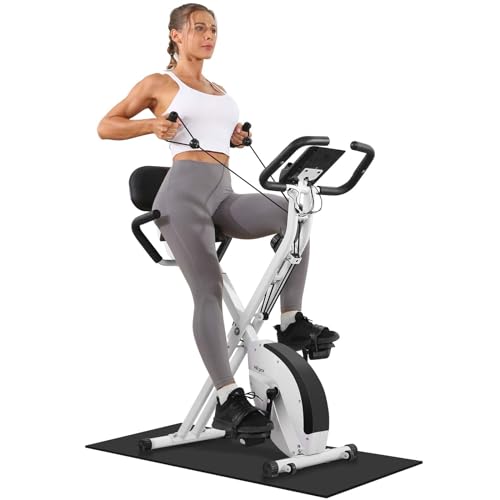 Micyox MX600 Heimtrainer Fahrrad Magnetisches Heimtrainer mit Rückenlehne Klappbar mit LCD-Display und Herzfrequenzsensor Heimtrainer mit Widerstandsbändern