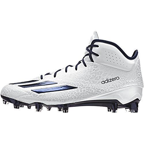 adidas Adizero 5Star 5.0 Mid Mens Football Cleat 12.5 White-Navy