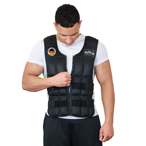 DH FitLife Verstellbare Gewichtsweste 20KG zum Muskelaufbau u. Krafttraining | Weighted Vest | Laufweste Damen Herren | Fitness Trainingsweste