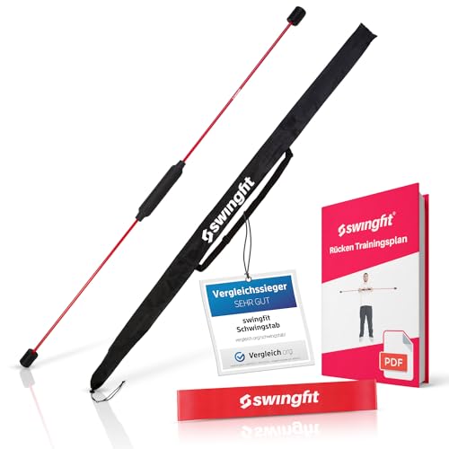 swingfit® Schwingstab [inkl. Tasche, Band & Trainingsplan] - Von Therapeuten empfohlen Swingstick - Gymnastik Schwungstab für Tiefenmuskulatur