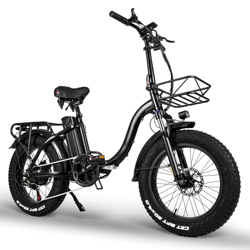 Klapprad E-Bike, E Bike Elektrofahrrad mit 48V/24Ah Samsung-Akku, Bis zu 140KM | Hinterradmotor 48V, 80N.m | Hydraulic Disc Brake | E Klapprad mit Rückspiegel & Korb, Elektrofahrrad für Herren Damen