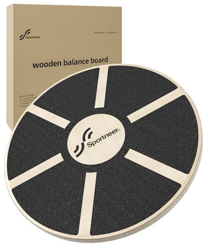 Sportneer Balance Board, Tablett von Gleichgewicht/Wackelbrett/Balance Trainer/Sitzkissen Gleichgewicht Professionel aus Holz für die Übung, Gym, Sport Performance Enhancement (Schwarz)