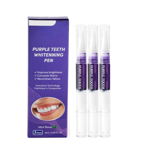 Purple Teeth Whitening Pen, Zahnaufhellung Stift, Schmerzfreies Schnelles Bleaching Zähne Aufhellen, Zahnweiss Stift mit Minze Geschmack, Weiße Zähne zu Hause