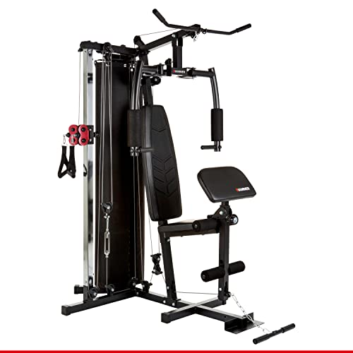 HAMMER Kraftstation Ferrum TX2, Trainingsstation mit Seilzugsystem, umfangreiches Zubehörset, Übungen für Bauch, Rücken & Co, über 45 Übungsmöglichkeiten, 150 x 120 x 198 cm