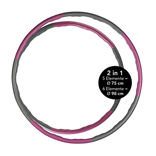 MAXXMEE Hula Hoop Reifen individuell verstellbar 2in1 75cm und 98cm | Reifen mit 6 Elementen zum individuellen Zusammenstecken je nach Größe und Können | Ideal für Anfänger und Profis