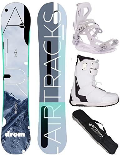 Airtracks Damen Snowboard-Set Freestyle Freeride Drom Lady Rocker 145 + Snowboard Bindung Master W + Snowboardboots Master QL W 39 + Sb Bag