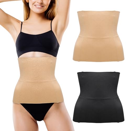 Apricitie 2er Set Damen Waist Trainer Unterbrust Korsett Bauchweg Taillenformer Postpartum Belly Wrap Taillenmieder Bauchweggürtel Corsage Shapewear