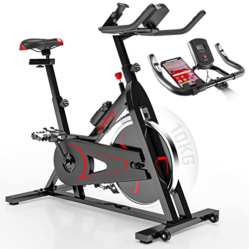 Physionics® Heimtrainer Fahrrad - mit LCD Display, Ergometer, Pulsmesser, max 120kg, Sitz und Griff verstellbar - Fitnessbike, Hometrainer, Bike, Indoor, Fitnessfahrrad, Cycling, Speedbike Schwarz