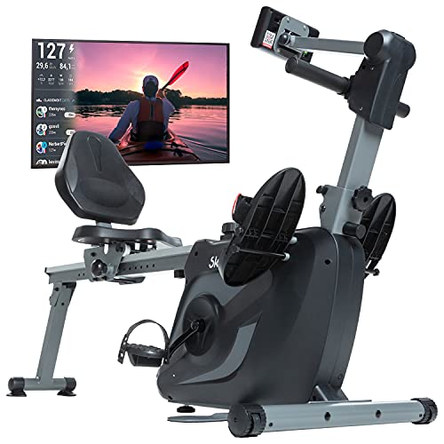 Skandika Vinur 3 in 1 Rudergerät, Liege-Ergometer, Kraftstation | klappbar, 8 kg Schwungmasse, Magnetbremssystem, Kinomap, App-kompatibel, Pulsempfänger | Multi-Gym für Zuhause