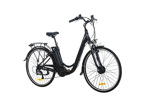 ProTour E-Bike für Damen Herren, 28 Zoll, Elektrofahrrad E-Citybike RC820, 10,4Ah Akku, 250W Frontmotor, 7-Gang Shimano Kettenschaltung, 25 km/h, mit Gepäckträger, Tiefeinsteiger, Alu-Rahmen leicht