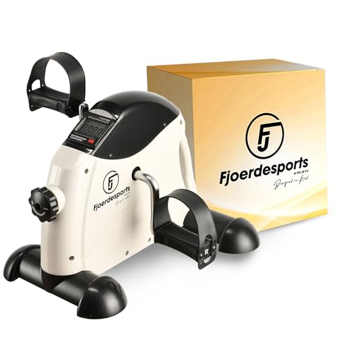 Fjoerdesports Mini-Heimtrainer, Arm- und Beintrainer, Bewegungstrainer, 2 in 1, mit Trainingsdisplay, Hometrainer, verschiedene Widerstandsstufen, Ausdauertraining, grau (41 x 40 x 30,6 cm)