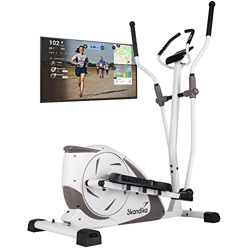 Skandika Crosstrainer Fint | Heimtrainer mit Bluetooth, App-Steuerung (Kinomap), Handpulssensoren | 9kg Schwungmasse, 24 Widerstandsstufen, 19 Programme, Magnetbremssystem