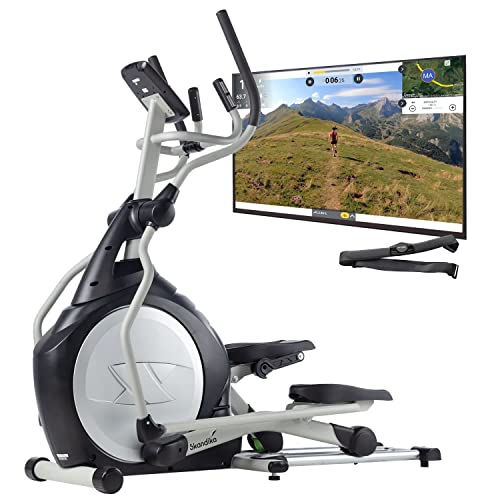 Skandika Crosstrainer CardioCross Carbon Pro Ellipsentrainer mit 23,5kg Schwungmasse und Magnetbremssystem | Multifunktionscomputer, Pulsgut, Bluetooth, Tablet-Halterung, Kinomap | bis 145kg