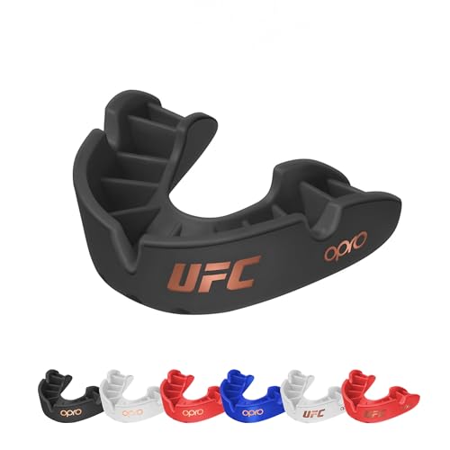 OPRO Bronze Level UFC-Sport-Mundschutz für Erwachsene und Kinder mit Hülle und Anpassungswerkzeug, Zahnschutz für UFC, Kampfsport, Boxen, BJJ (UFC - Schwarz, Erwachsene)