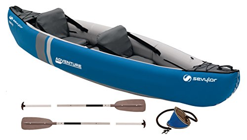 Sevylor Kanu aufblasbar Adventure Kit - 2 Personen Faltkajak inkl. 2 Paddel, Fußpumpe, 314 x 88 cm