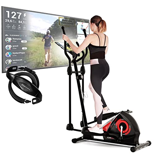 Sportstech CX608 Crosstrainer | Deutsches Qualitätsunternehmen | Ergometer + Video Events & Multiplayer App | mit Bluetooth kompatibler Konsole | Ellipsentrainer inkl. Pulsgurt & Tablet-Halterung