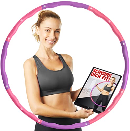 NAJATO Sports Hula Hoop Reifen Erwachsene – Wahlweise mit Bauchweggürtel – Hula Hoop Reifen für Deine Traumfigur – Hula Hoop 1,20 kg inkl. EBook (Lila + Pink)