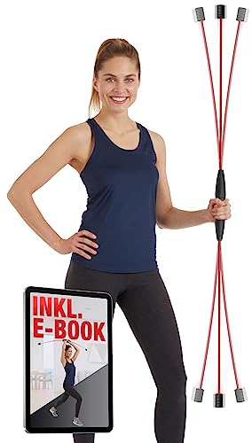 NAJATO Sports Schwingstab Swingstick inkl. E-Book (PDF Datei) & Tasche – Wackelstab mit verstellbaren Gewichten – Für Physiotherapie & Fitness